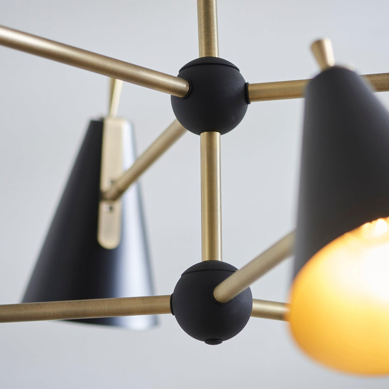 Harlesden Industrial 6 Light Black & Gold Modern Pendant-Ceiling Pendant Lights-Living Lights-6-Tiffany Lighting Direct