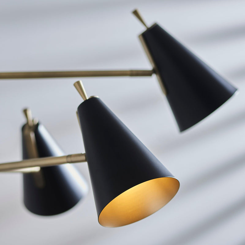 Harlesden Industrial 6 Light Black & Gold Modern Pendant-Ceiling Pendant Lights-Living Lights-7-Tiffany Lighting Direct