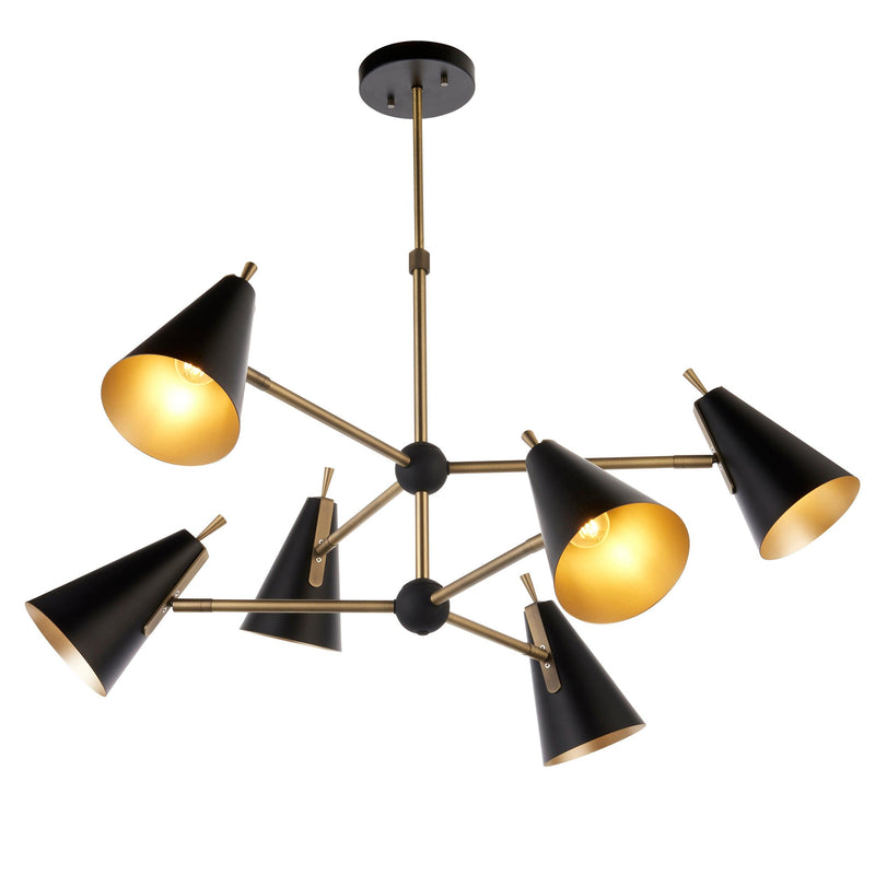 Harlesden Industrial 6 Light Black & Gold Modern Pendant-Ceiling Pendant Lights-Living Lights-1-Tiffany Lighting Direct