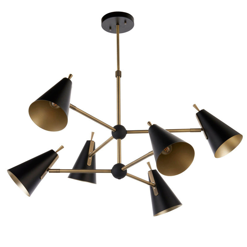 Harlesden Industrial 6 Light Black & Gold Modern Pendant-Ceiling Pendant Lights-Living Lights-8-Tiffany Lighting Direct