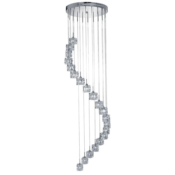 Ice Cube 20 Light LED 3M Multi-Drop Chrome & Glass Pendant-Ceiling Pendant Lights-Searchlight Lighting-1-Tiffany Lighting Direct