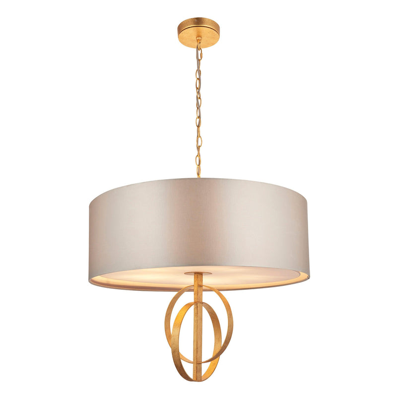 Norfolk Extra Large 5 Light Gold Leaf Pendant - Mink Shade-Ceiling Pendant Lights-Living Lights-8-Tiffany Lighting Direct