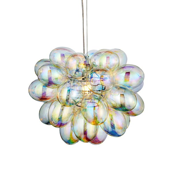 Infinity 1 Light Pendant - Chrome & Iridescent Glass Shades-Ceiling Pendant Lights-Endon Lighting-1-Tiffany Lighting Direct