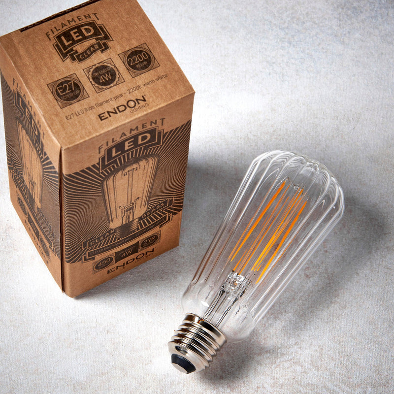 Ribb Pear Shaped E27 Decorative 4w LED E27 Light Bulb