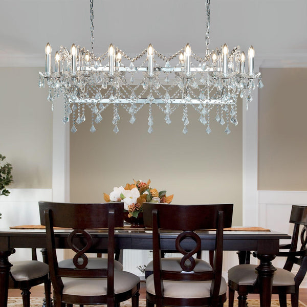 Florence 14 Light Chrome & Crystal Pendant Ceiling Bar-Ceiling Pendant Lights-Searchlight Lighting-5-Tiffany Lighting Direct