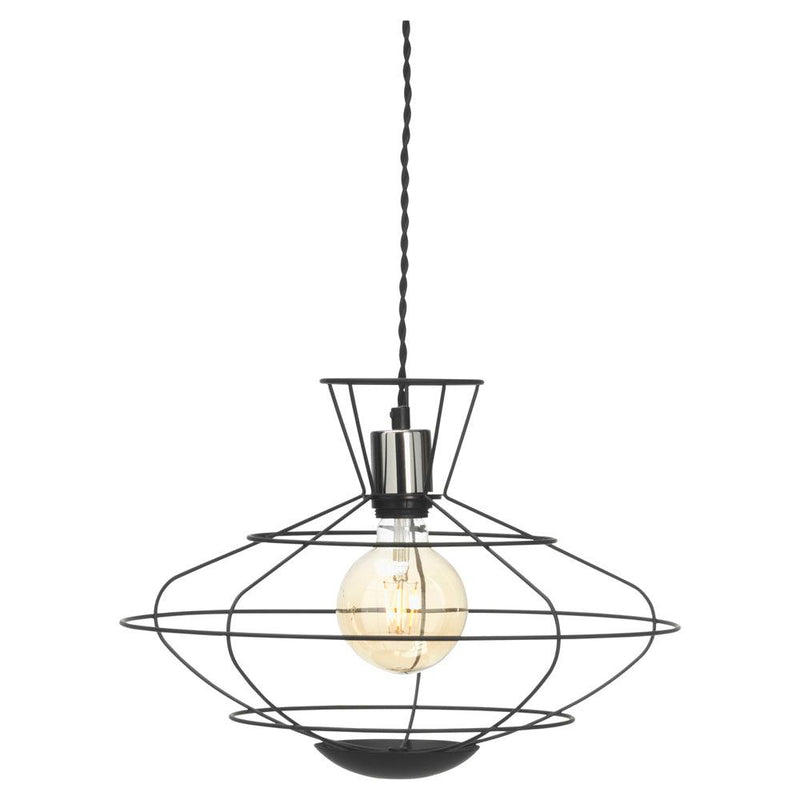 Hudson Pendant Chrome & Black Caged Ceiling Pendant-Ceiling Pendant Lights-Oaks Lighting-1-Tiffany Lighting Direct