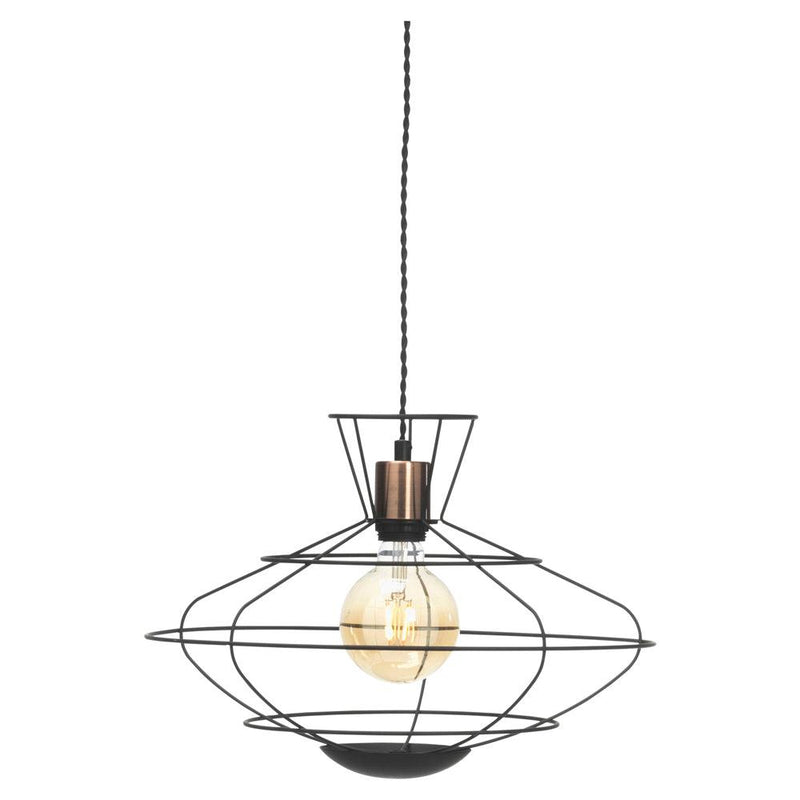 Hudson Pendant Black & Copper Caged Ceiling Pendant-Ceiling Pendant Lights-Oaks Lighting-1-Tiffany Lighting Direct