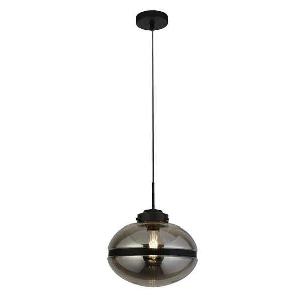 Meringue 1 Light Black & Smoked Glass Ceiling Pendant-Ceiling Pendant Lights-Searchlight Lighting-1-Tiffany Lighting Direct