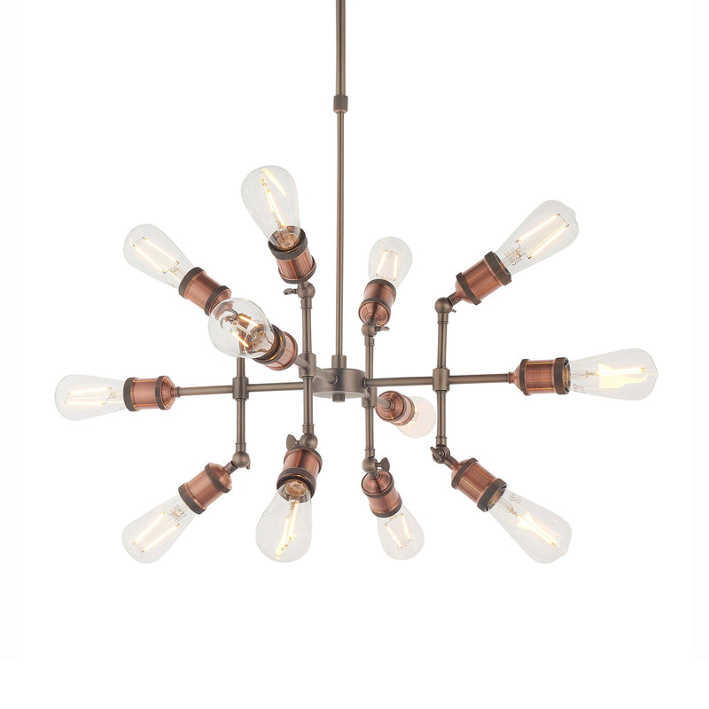 Endon Hal 12 Light Copper Ceiling Pendant-Ceiling Pendant Lights-Endon Lighting-1-Tiffany Lighting Direct