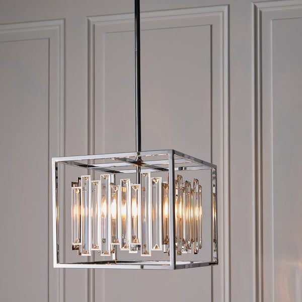 Endon Acadia 4 Light Chrome & Crystal Pendant Light-Ceiling Pendant Lights-Endon Lighting-1-Tiffany Lighting Direct