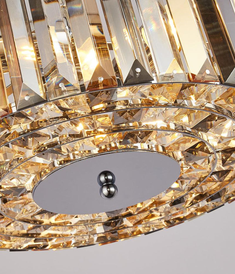 Chapeau 3 Light Chrome Pendant - Glass Crystals-Ceiling Pendant Lights-Searchlight Lighting-2-Tiffany Lighting Direct