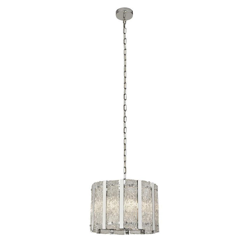 Alexandra 5 Light Satin Silver Pendant Light With Aquatex Glass-Ceiling Pendant Lights-Searchlight Lighting-1-Tiffany Lighting Direct