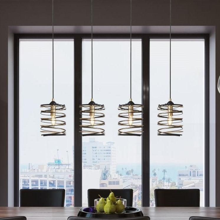 Searchlight Spring 4 Light Black & Gold Bar Ceiling Pendant-Ceiling Pendant Lights-Searchlight Lighting-7-Tiffany Lighting Direct