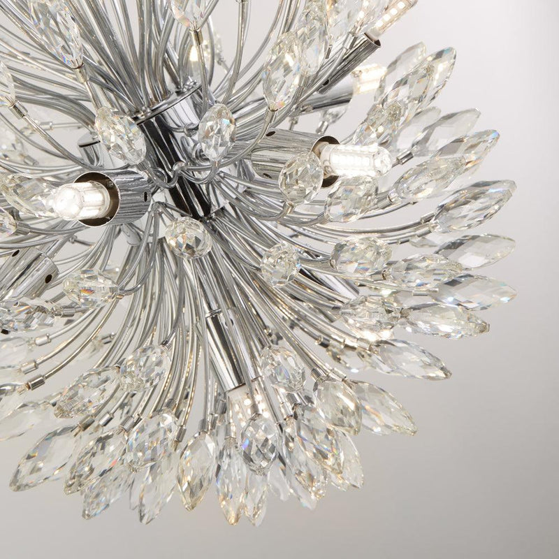 Peacock 14 Light Crystal & Chrome Ceiling Pendant-Ceiling Pendant Lights-Searchlight Lighting-2-Tiffany Lighting Direct