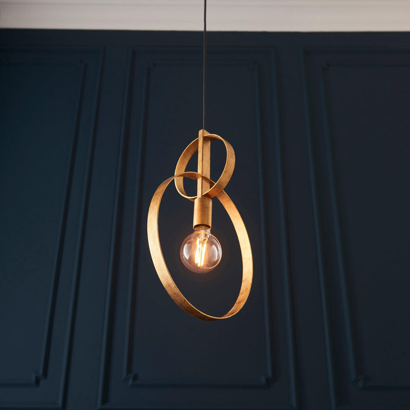 Norfolk 1 Light Gold Leaf Double Hoop Ceiling Pendant-Ceiling Pendant Lights-Living Lights-7-Tiffany Lighting Direct