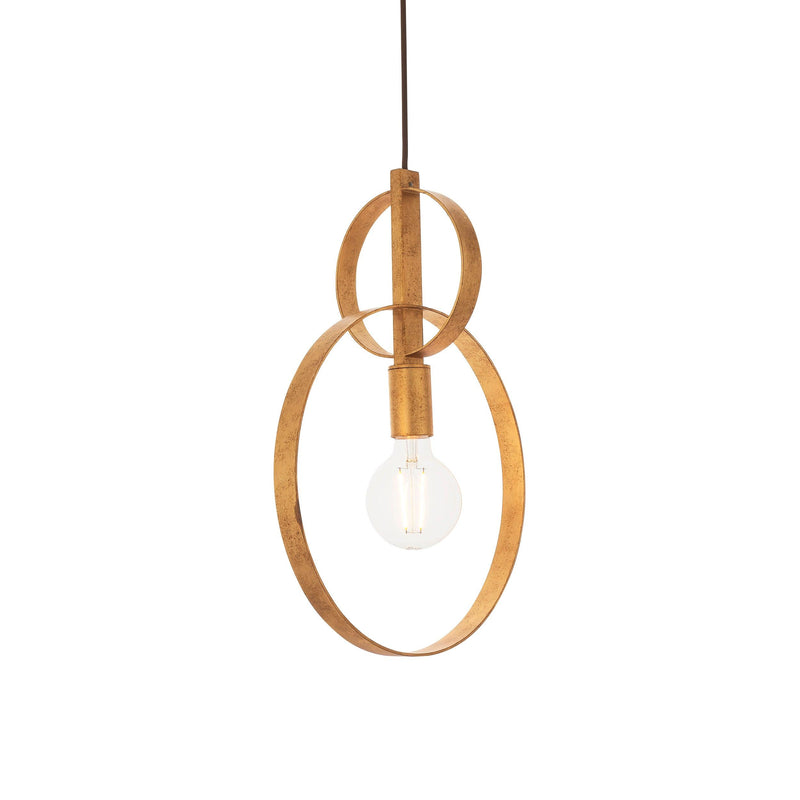 Norfolk 1 Light Gold Leaf Double Hoop Ceiling Pendant-Ceiling Pendant Lights-Living Lights-1-Tiffany Lighting Direct