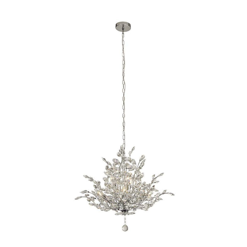 Bouquet 7 Light Chrome Pendant - Crystal Glass Searchlight-Ceiling Pendant Lights-Searchlight Lighting-1-Tiffany Lighting Direct