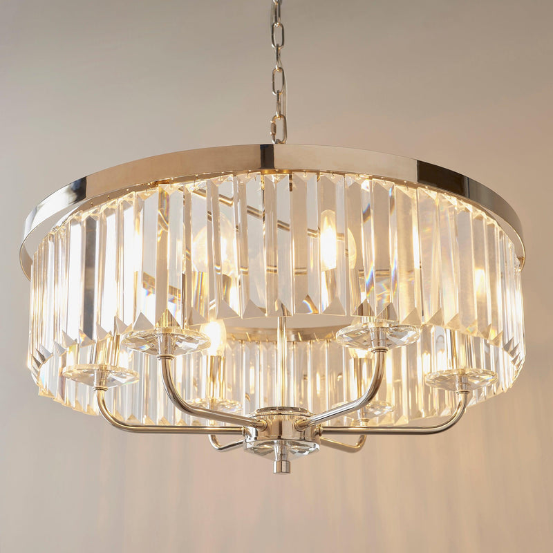 Ealing Round 6 Light Chrome & Clear Cut Glass Pendant-Ceiling Pendant Lights-Living Lights-4-Tiffany Lighting Direct