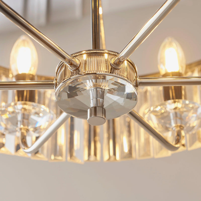 Ealing Round 6 Light Chrome & Clear Cut Glass Pendant-Ceiling Pendant Lights-Living Lights-6-Tiffany Lighting Direct