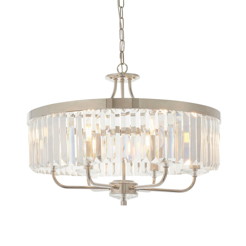 Ealing Round 6 Light Chrome & Clear Cut Glass Pendant-Ceiling Pendant Lights-Living Lights-1-Tiffany Lighting Direct