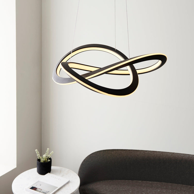 Hoop Large Modern Black LED Ceiling Pendant Light-Ceiling Pendant Lights-Living Lights-4-Tiffany Lighting Direct