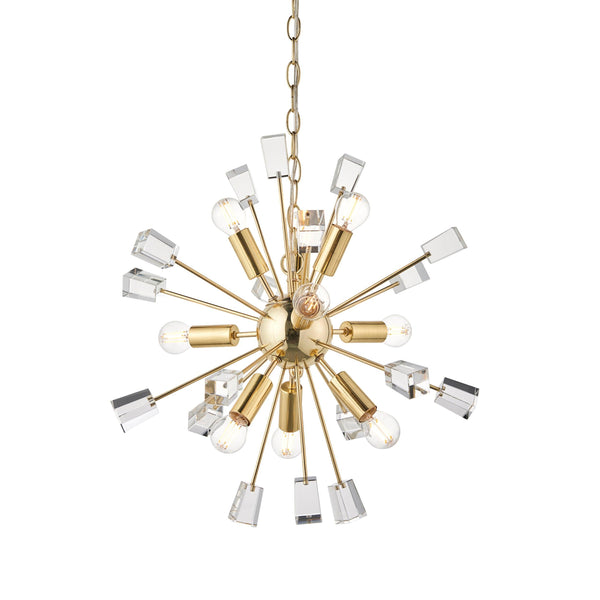 Endon Miro 9 Light Brass Finish Pendant Ceiling Light-Ceiling Pendant Lights-Endon Lighting-1-Tiffany Lighting Direct