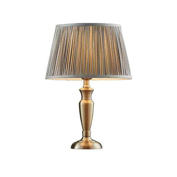 Oslo Small Brass Finish Table Lamp & Freya Charcoal Shade 1