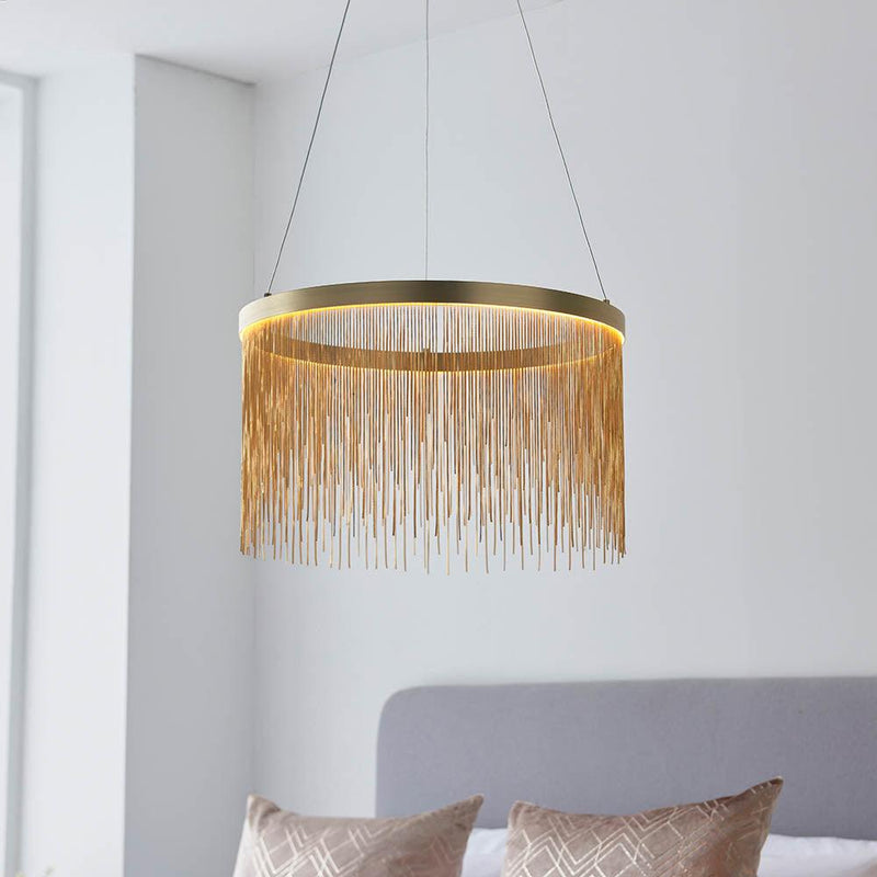 Endon Zelma 1 Light Brass Finish Ceiling Pendant-Ceiling Pendant Lights-Endon Lighting-3-Tiffany Lighting Direct