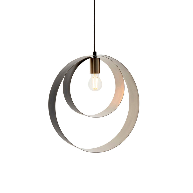 Cal 1 Light Brushed Nickel & Black Pendant Ceiling Light-Ceiling Pendant Lights-Endon Lighting-2-Tiffany Lighting Direct