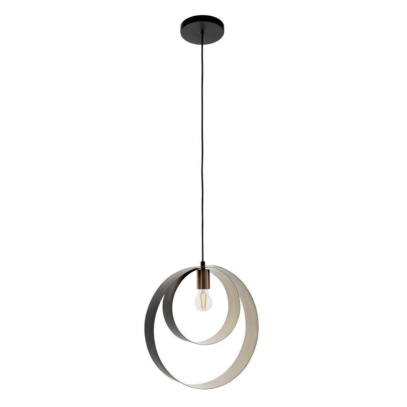 Cal 1 Light Brushed Nickel & Black Pendant Ceiling Light-Ceiling Pendant Lights-Endon Lighting-10-Tiffany Lighting Direct