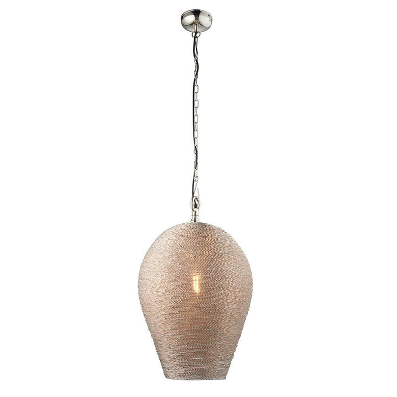 Endon Paresh 1 Light Polished Nickel Ceiling Pendant-Ceiling Pendant Lights-Endon Lighting-9-Tiffany Lighting Direct