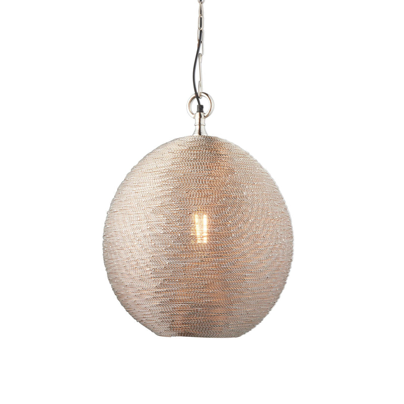 Endon Asha 1 Light Polished Nickel Ceiling Pendant-Ceiling Pendant Lights-Endon Lighting-2-Tiffany Lighting Direct