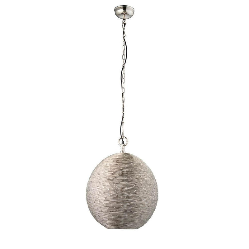 Endon Asha 1 Light Polished Nickel Ceiling Pendant-Ceiling Pendant Lights-Endon Lighting-10-Tiffany Lighting Direct