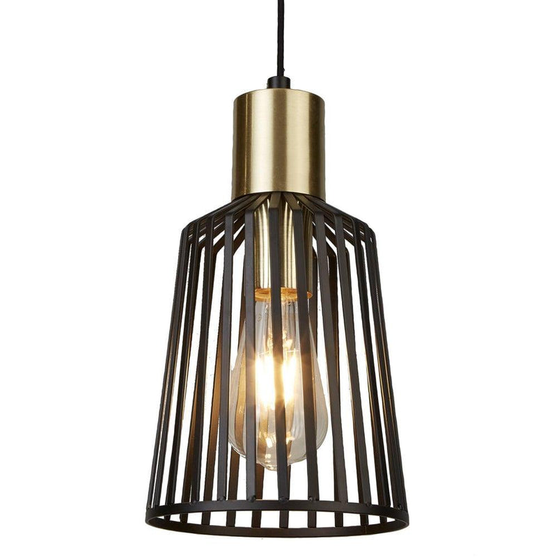 Bird Cage 1 Light Black & Gold Ceiling Pendant - 16cm-Ceiling Pendant Lights-Searchlight Lighting-1-Tiffany Lighting Direct