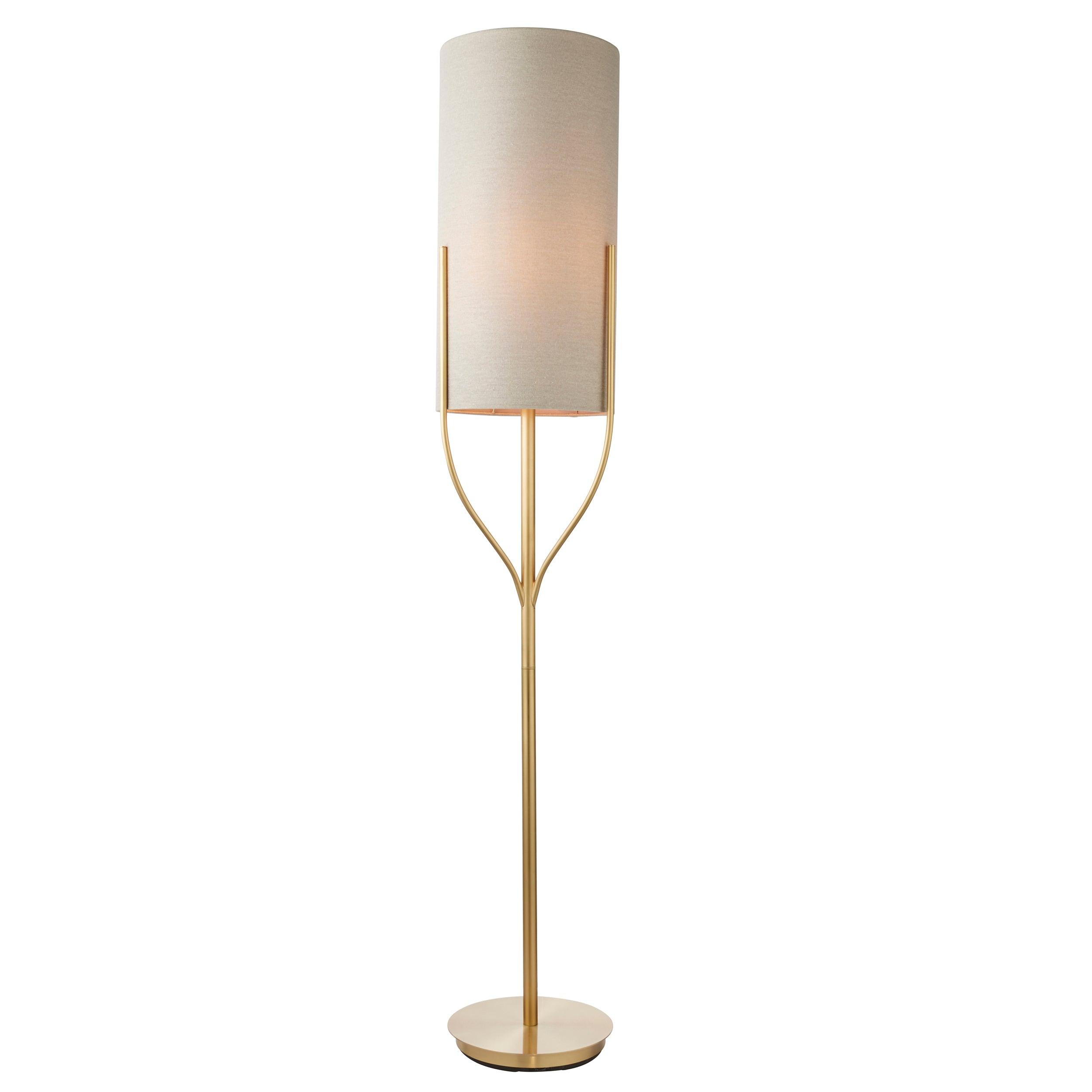 fraser brass floor lamp with natural linen shade by Endon Lighting Living room image