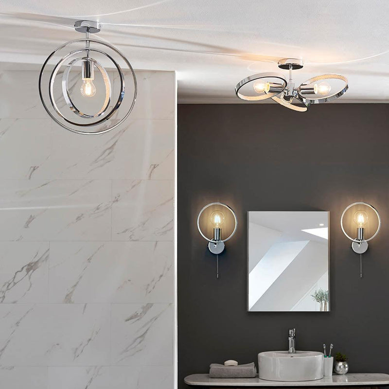 Endon Merola 3 Light Chrome LED Semi Flush Bathroom Light