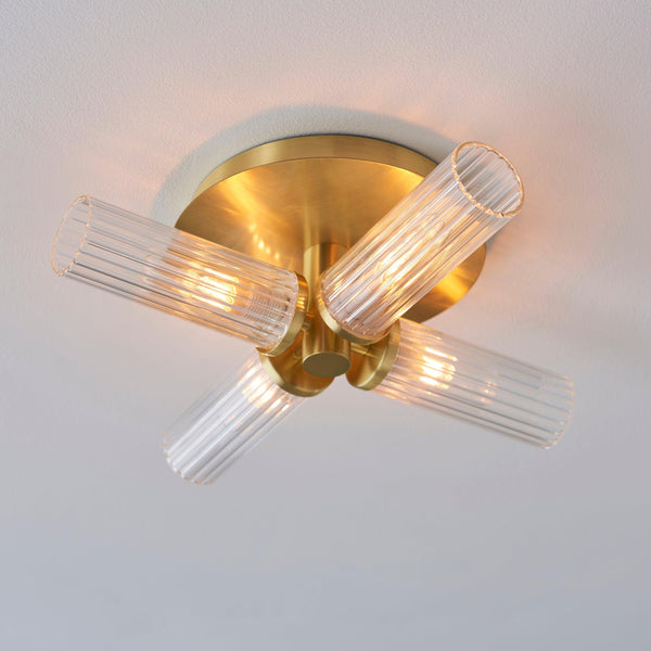 Talo 4 Light Brass Semi Flush Bathroom Ceiling Light