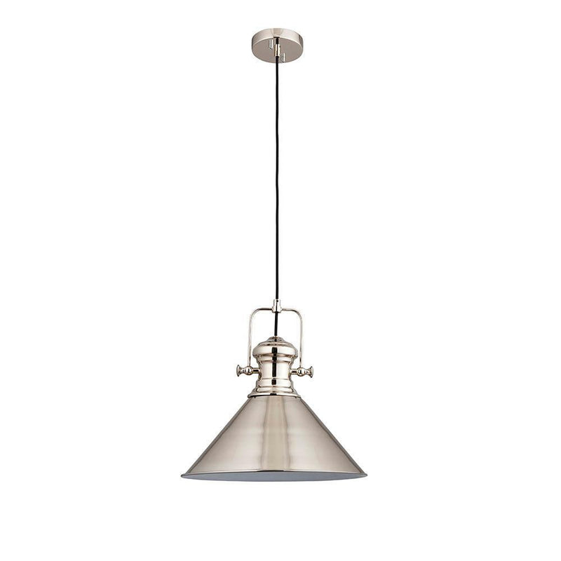 Endon Brampton 1 Light Polished Nickel Ceiling Pendant-Ceiling Pendant Lights-Endon Lighting-10-Tiffany Lighting Direct