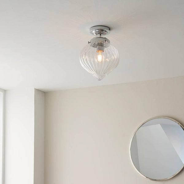 Endon Cheston 1 Light Glass Flush Bathroom Ceiling Light