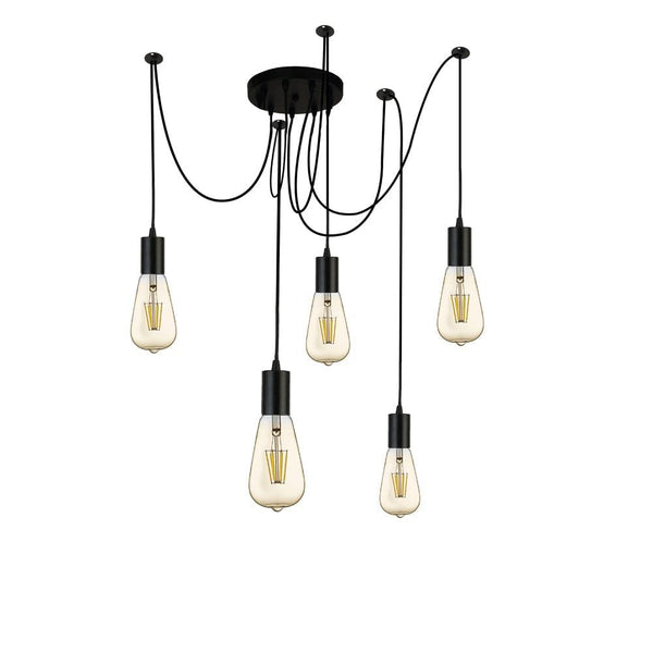 Searchlight Squiggle 5 Light Black Cable Ceiling Pendant-Ceiling Pendant Lights-Searchlight Lighting-1-Tiffany Lighting Direct