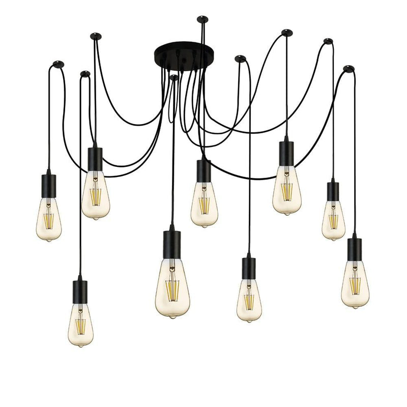 Searchlight Squiggle 9 Light Black Cable Ceiling Pendant-Ceiling Pendant Lights-Searchlight Lighting-1-Tiffany Lighting Direct