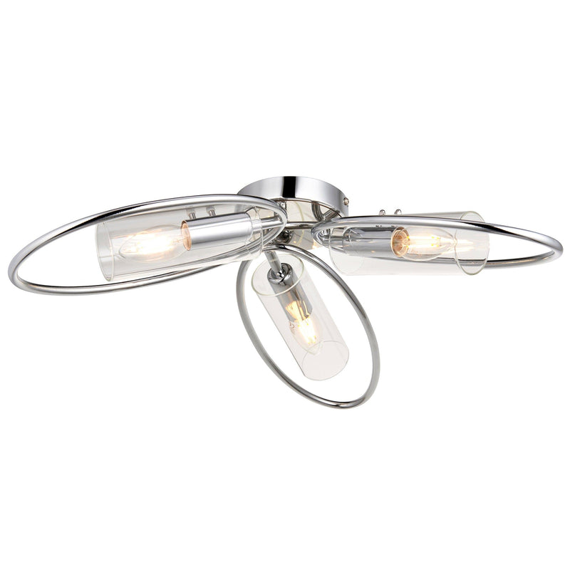 Endon Amari 3 Light Semi Flush Chrome Ceiling Light Living room  Living Room Image 1