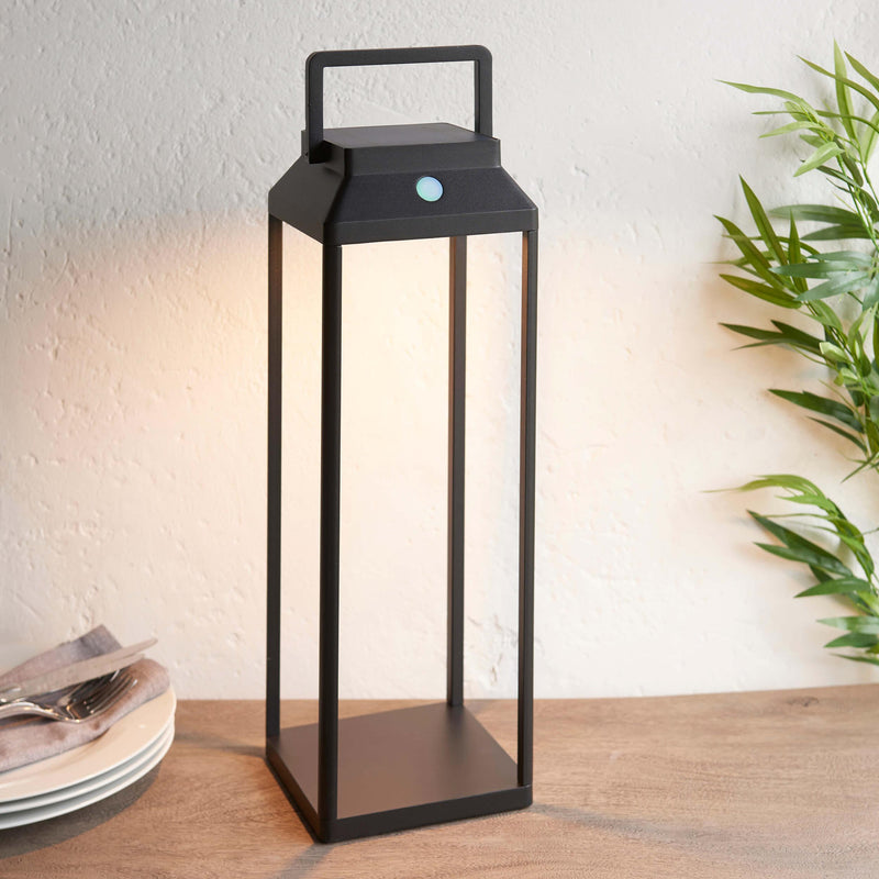 Endon Linterna 1 Light Solar Powered Outdoor Black Table Lamp 2