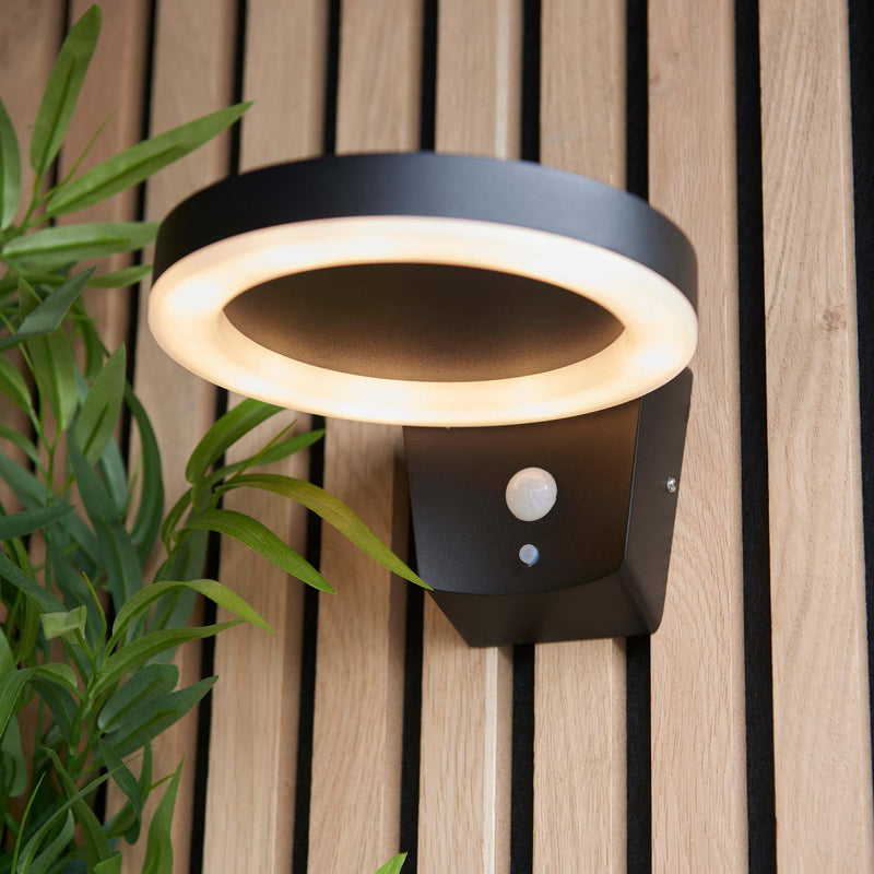 Ebro Solar Powered Outdoor Wall Light With PIR Sensor 96933