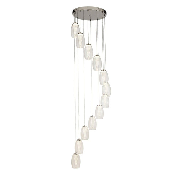 Cyclone 12 Light LED Multi-drop Pendant - Glass Shades-Ceiling Pendant Lights-Searchlight Lighting-1-Tiffany Lighting Direct