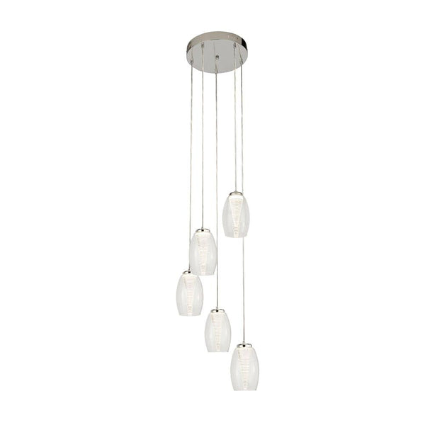 Cyclone 5 Light LED Multi-drop Pendant - Glass Shades-Ceiling Pendant Lights-Searchlight Lighting-1-Tiffany Lighting Direct