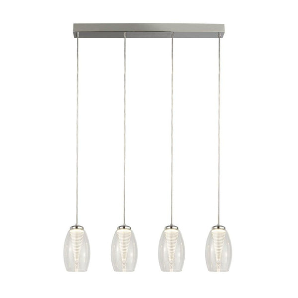 Cyclone 4 Light LED Bar Ceiling Pendant - Clear Glass Shades-Ceiling Pendant Lights-Searchlight Lighting-1-Tiffany Lighting Direct