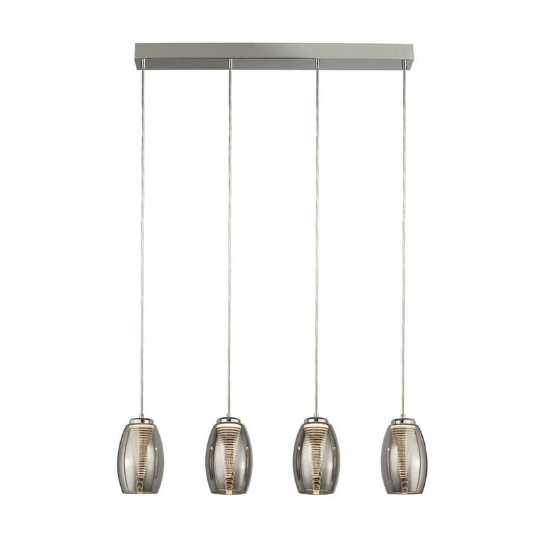 Cyclone 4 Light LED Bar Pendant - Smoked Glass Shades-Ceiling Pendant Lights-Searchlight Lighting-1-Tiffany Lighting Direct