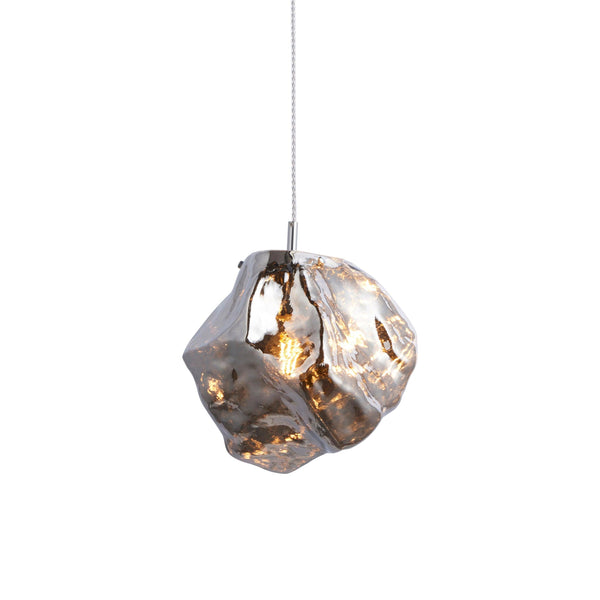 Endon Rock 1 Light Metallic Chrome Glass Ceiling Pendant-Ceiling Pendant Lights-Endon Lighting-1-Tiffany Lighting Direct