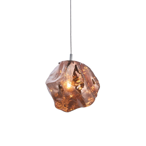 Rock 1 Light Metallic Copper Glass Pendant Ceiling Light-Ceiling Pendant Lights-Endon Lighting-1-Tiffany Lighting Direct